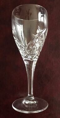 Galway Signed Crystal Wine Glass Plain Base Arched Cut Crystal 7.4"h